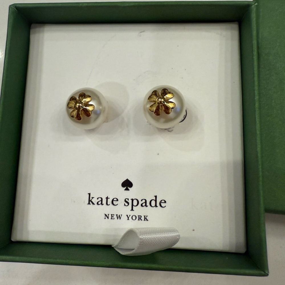 Kate Spade Gold and White Earrings